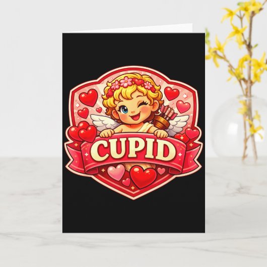 Carte Cupid Blonde Saint-Valentin  (Fleur jaune)