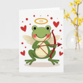 Carte Cupid Frog Valentine Love Card (Fleur jaune)