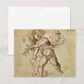 Carte Cupidon avec un violon par Domenico Campagnola (Devant / Derrière)