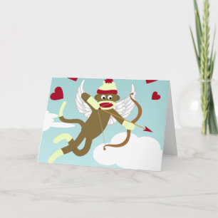 Carte Cupidon Singe Chaussette