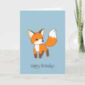 Carte Curieux Petit Renard sur Blue Anniversaire (Devant)