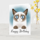 Carte Curieux Siamese Kitten Joyeux anniversaire (Fleur jaune)