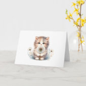 Carte Curious Kitten & Daisy Soft Pastel Blank Salutatio (Fleur jaune)
