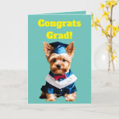 Carte Curte Yorkshire Terrier Graduation (Fleur jaune)