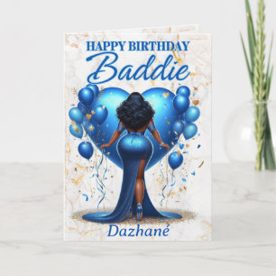 Carte Curvy African American Woman Blue Glam Anniversair