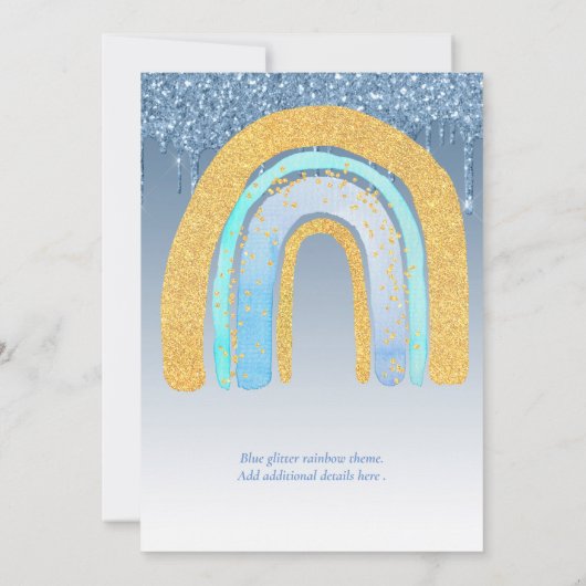 Carte CUSTOM 1er anniversaire BLUE Silver Parties scinti (Dos)