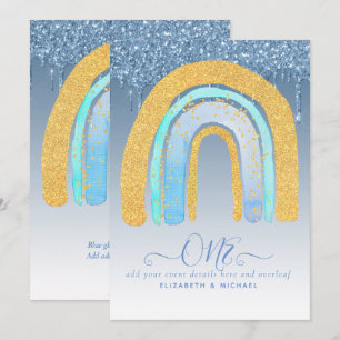 Carte CUSTOM 1er anniversaire BLUE Silver Parties scinti