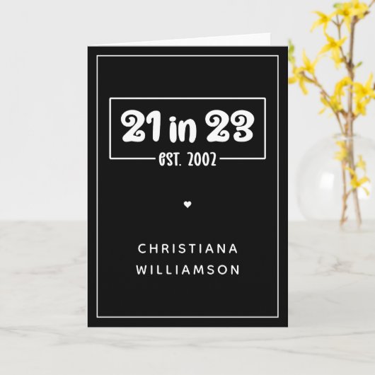 Carte Custom 21st Birthday Cadeau 21 en 23 Est 2002 (Fleur jaune)