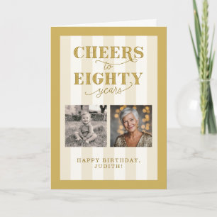Carte Custom 2 Photo Gold Joyeux 80e anniversaire