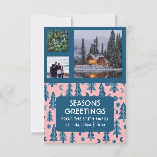 Carte CUSTOM 3 PHOTOS Pins Rétro Noël (Devant)