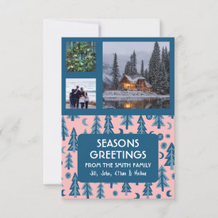 Carte CUSTOM 3 PHOTOS Pins Rétro Noël