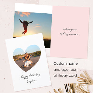 Carte Custom Age Joyeux Anniversaire Photo Heart Ado Bla