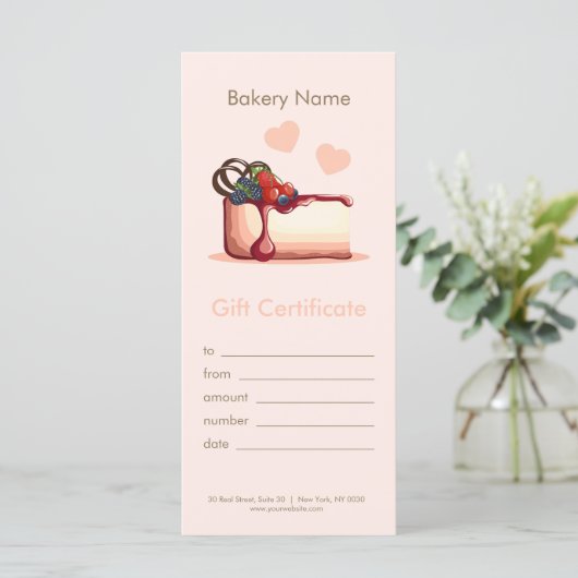 Carte Custom Bakery Gift Certificate (Debout devant)