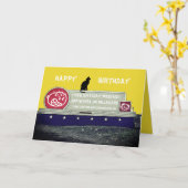 CARTE CUSTOM BIRTHDAY BILLBOARD W/ SITTING BLACK CAT (Fleur jaune)