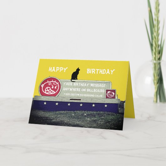 CARTE CUSTOM BIRTHDAY BILLBOARD W/ SITTING BLACK CAT (Devant)