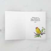 Carte Custom  Birthday Watercolor Western Tanager Bird (Intérieur)