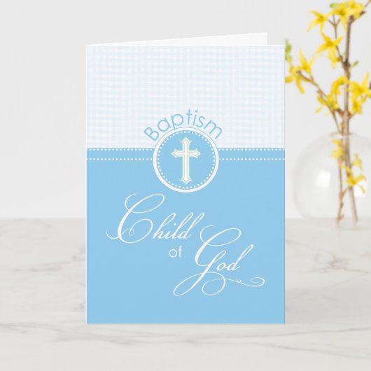Carte Custom Blue Boy Baptism Congratulations (Fleur jaune)
