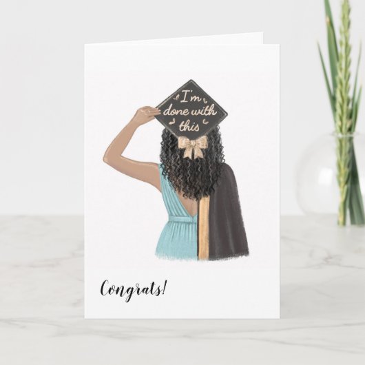 Carte Custom Chic Black Woman Diplôme d'études secondair (Devant)