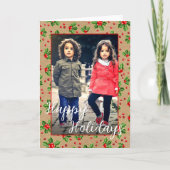 Carte Custom Classic Holiday Green Holly Red Berries (Devant)