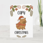 Carte Custom Cute Hand Drawn Capybara Pun Christmas  (Devant)