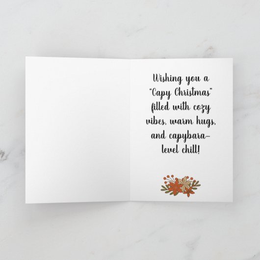 Carte Custom Cute Hand Drawn Capybara Pun Christmas  (Intérieur)