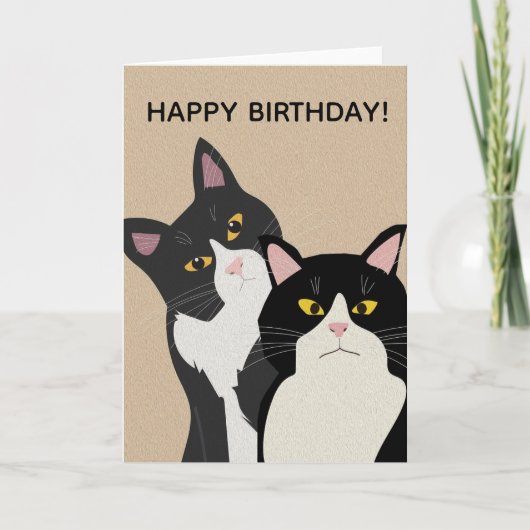 Carte CUSTOM Deux Chats Joyeux Anniversaire  (Devant)