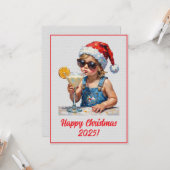 Carte Custom Digital Christmas Baby Drinking Milk Xmas (Devant/Arrière en situation)