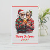 Carte Custom Digital Elderly Couple Sharing Xmas Spirit (Debout devant)