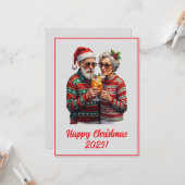 Carte Custom Digital Elderly Couple Sharing Xmas Spirit (Devant/Arrière en situation)
