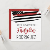 Carte Custom Fire Academy Moderne Firefighter Graduation (Devant/Arrière en situation)