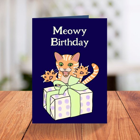 Carte Custom Funny Birthday Cat Cartoon