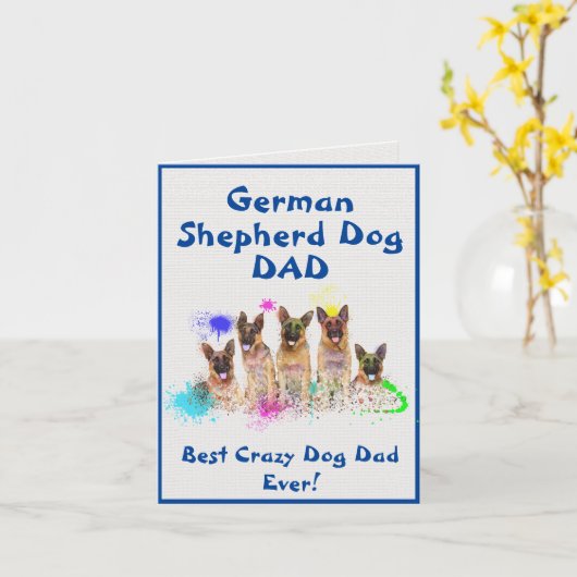 Carte Custom German Shepherd Papa Best Crazy Chien numér (Fleur jaune)