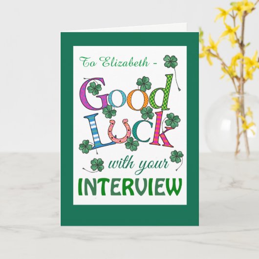 Carte Custom Good Luck Interview Four-leaf Clover (Fleur jaune)