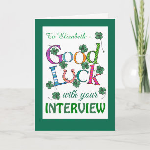 Carte Custom Good Luck Interview Four-leaf Clover