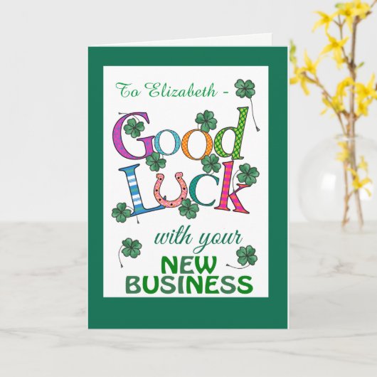 Carte Custom Good Luck New Business Four-leaf Clover (Fleur jaune)