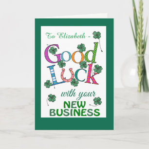 Carte Custom Good Luck New Business Four-leaf Clover