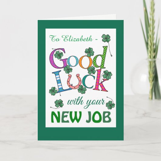 Carte Custom Good Luck New Job Four-leaf Clover (Devant)