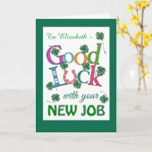 Carte Custom Good Luck New Job Four-leaf Clover (Fleur jaune)