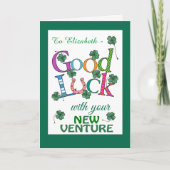 Carte Custom Good Luck New Venture Clover à quatre feuil (Devant)