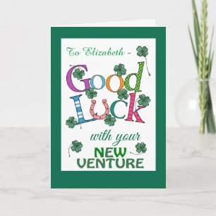 Carte Custom Good Luck New Venture Clover à quatre feuil