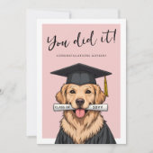Carte Custom Graduation Cute Golden Retriever (Devant)