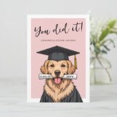 Carte Custom Graduation Cute Golden Retriever (Debout devant)