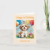 Carte Custom Happy 1st Birthday Congratulations, Puppy (Devant)