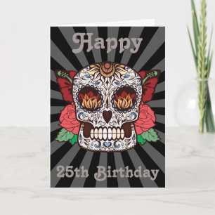 Carte Custom Happy 25e Birthday Sugar Skull