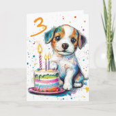 Carte Custom Happy 3e anniversaire Félicitations, Chiot (Devant)