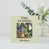 Carte Custom Happy 3e anniversaire Félicitations, Dino (Debout devant)
