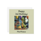 Carte Custom Happy 3e anniversaire Félicitations, Dino (Devant/Arrière en situation)