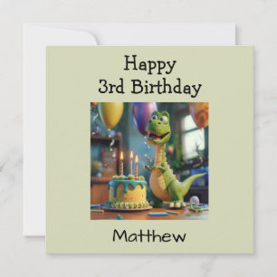 Carte Custom Happy 3e anniversaire Félicitations, Dino