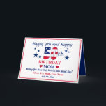 Carte Custom Happy 4 juillet & Happy 50th Birthday<br><div class="desc">Personnalisez cette jolie couleur moderne bleue et blanche avec des étoiles "Happy 4 juillet and Happy 50th Birthday Mom" American Flag Grosse taille cadeau design sac. Vous pouvez facilement modifier/supprimer le texte au besoin. Vous pouvez également modifier le type de police, la couleur de police et la taille de police...</div>