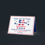 Carte Custom Happy 4 juillet & Happy 50th Birthday<br><div class="desc">Personnalisez cette jolie couleur moderne bleue et blanche avec des étoiles "Happy 4 juillet and Happy 50th Birthday Mom" American Flag Grosse taille cadeau design sac. Vous pouvez facilement modifier/supprimer le texte au besoin. Vous pouvez également modifier le type de police, la couleur de police et la taille de police...</div>